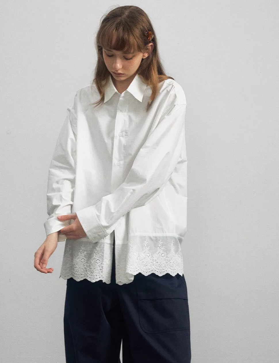Lace Hem Shirt-PREORDER sold by Pixie Market product image thumbnail 4