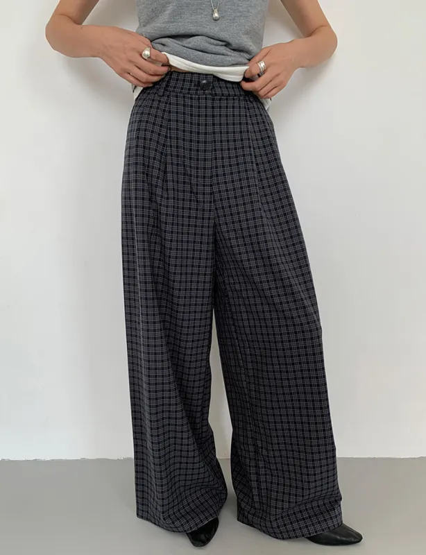 Navy Plaid Pants sold by Pixie Market