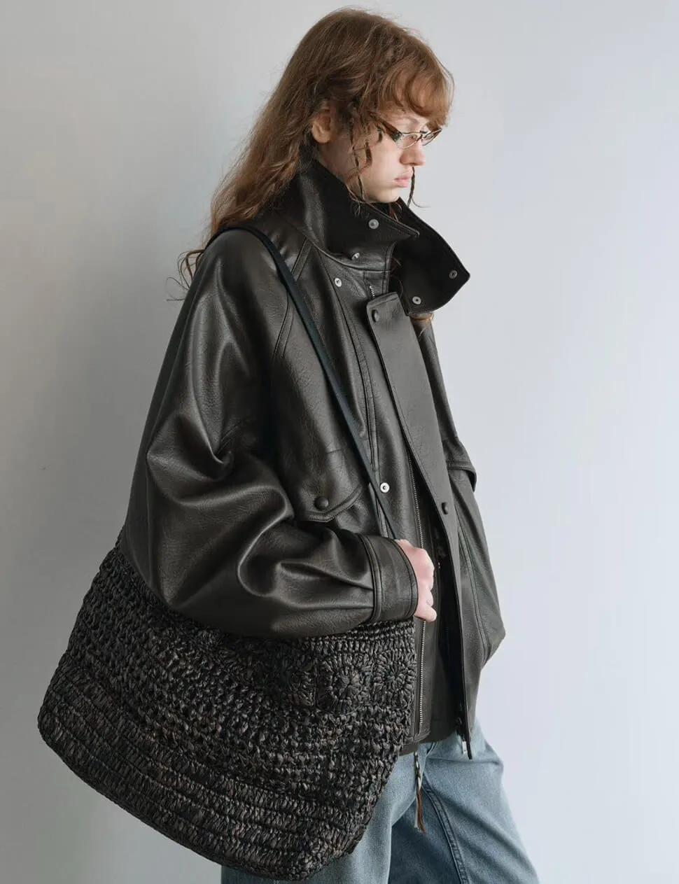 Brown Funnel Neck Leather Jacket-PREORDER sold by Pixie Market product image thumbnail 2