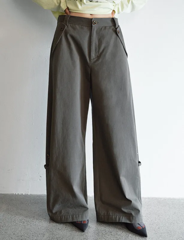 Button Cuff Oversized Pants sold by Pixie Market