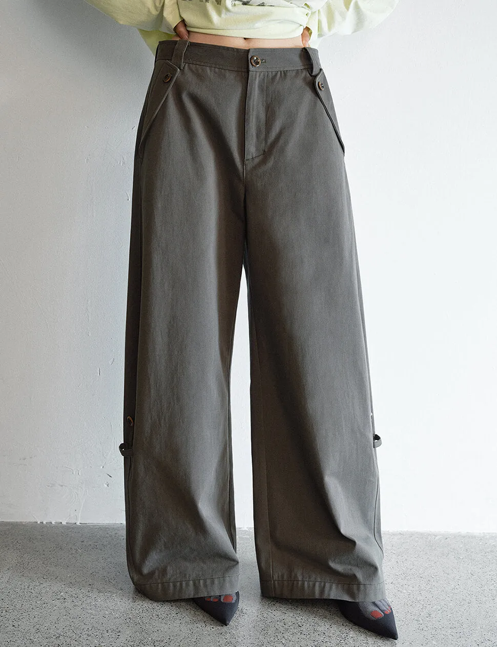 Button Cuff Oversized Pants sold by Pixie Market