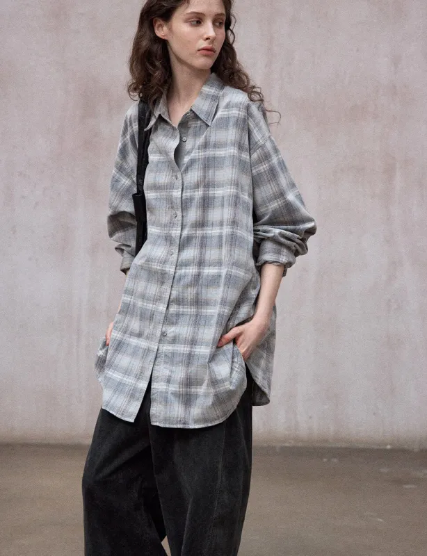 Grey Plaid Oversized Shirt sold by Pixie Market