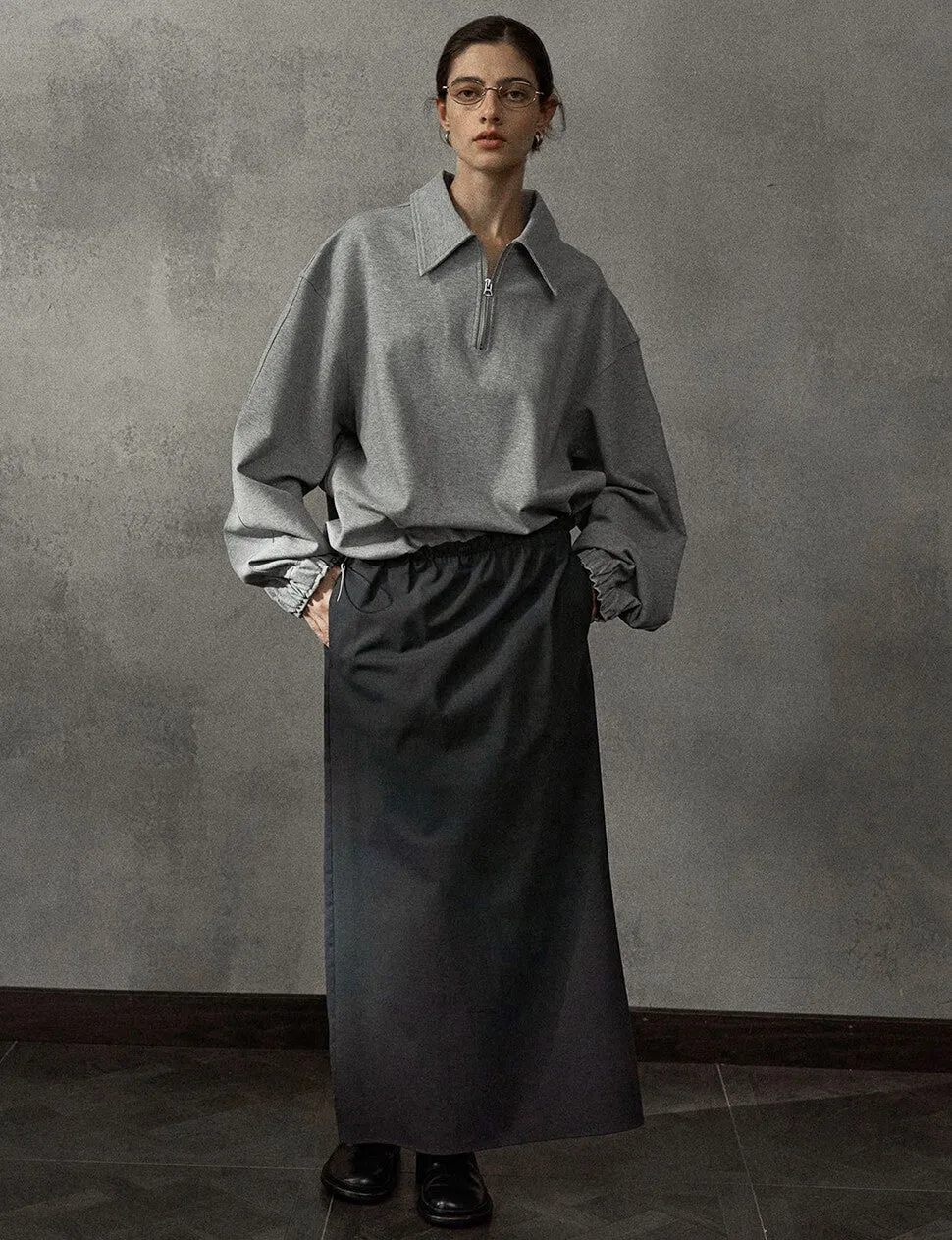 Grey Zip Collar Sweatshirt sold by Pixie Market product image thumbnail 2