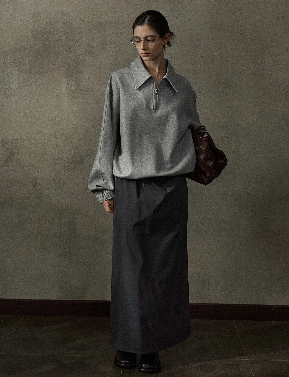 Grey Zip Collar Sweatshirt sold by Pixie Market product image thumbnail 5