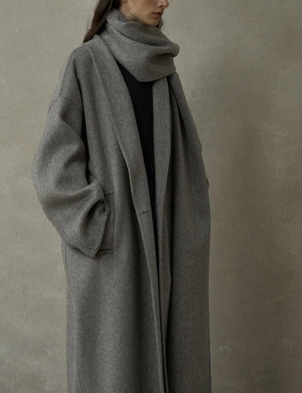 Grey Oversized Wool Coat -PREORDER sold by Pixie Market product image thumbnail 2