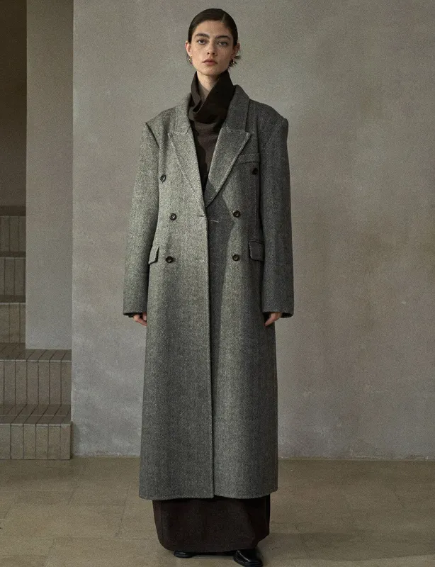 Herringbone Long Coat-PREORDER sold by Pixie Market