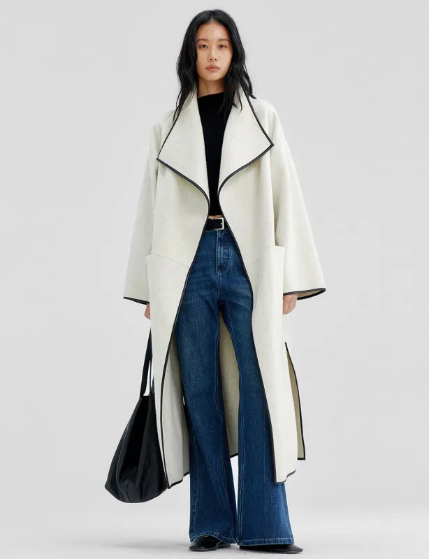 White Trim Long Coat sold by Pixie Market