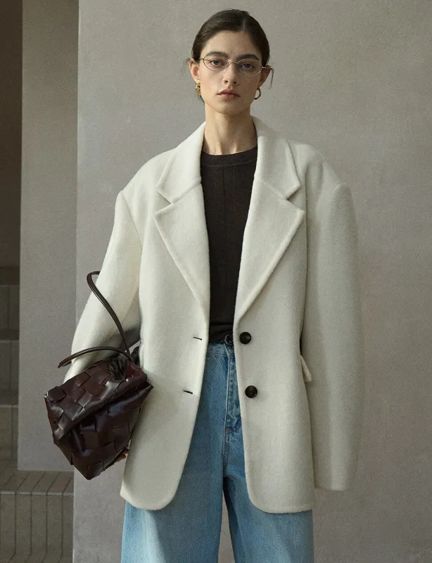 Ivory Oversized Wool Blazer made by Pixie Market