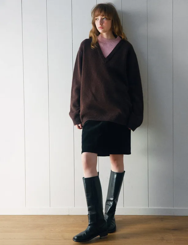 Brown Two-Tone Wool Sweater sold by Pixie Market
