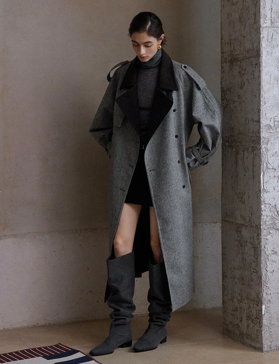 Contrast Collar Trench Coat sold by Pixie Market