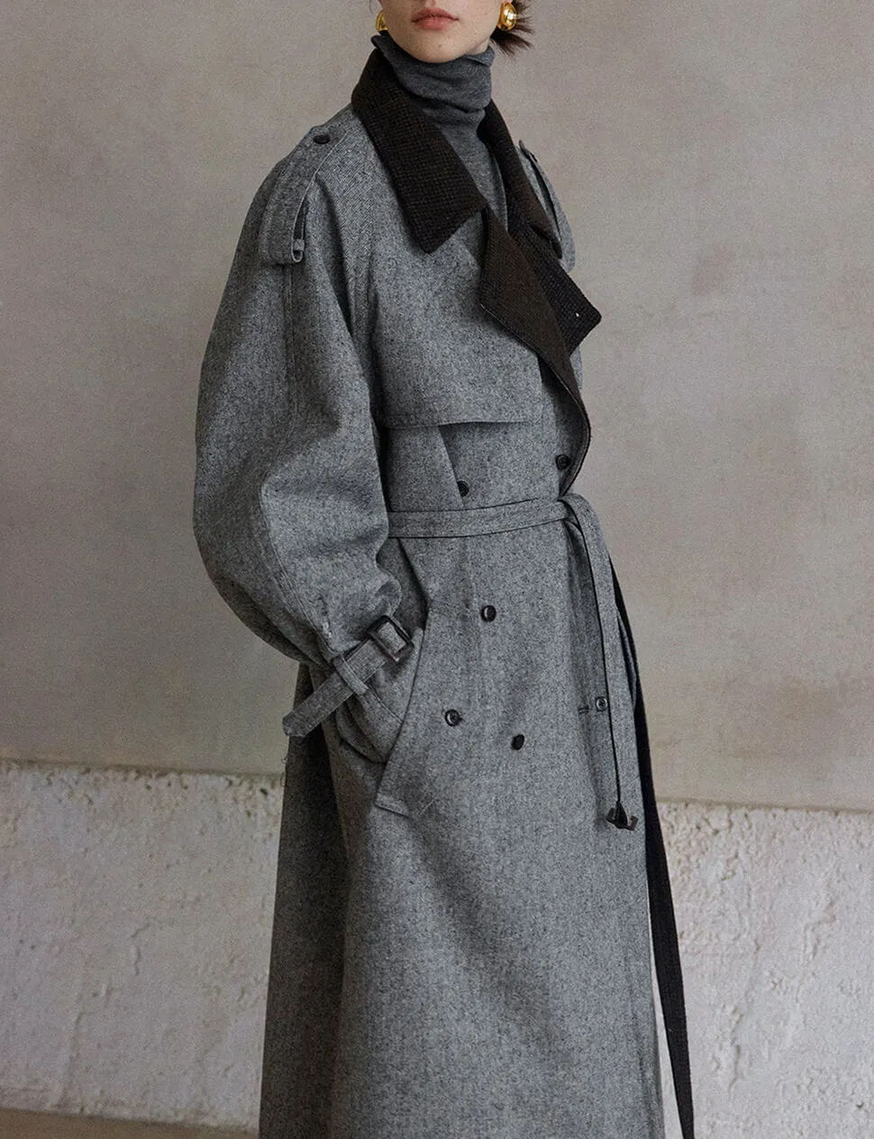 Contrast Collar Trench Coat sold by Pixie Market product image thumbnail 4