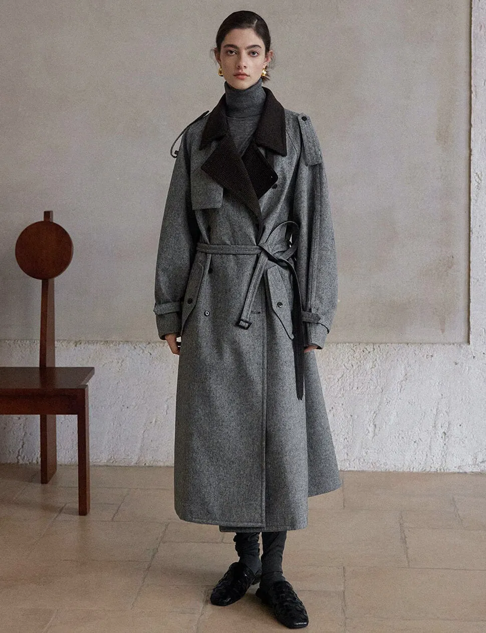 Contrast Collar Trench Coat sold by Pixie Market product image thumbnail 2