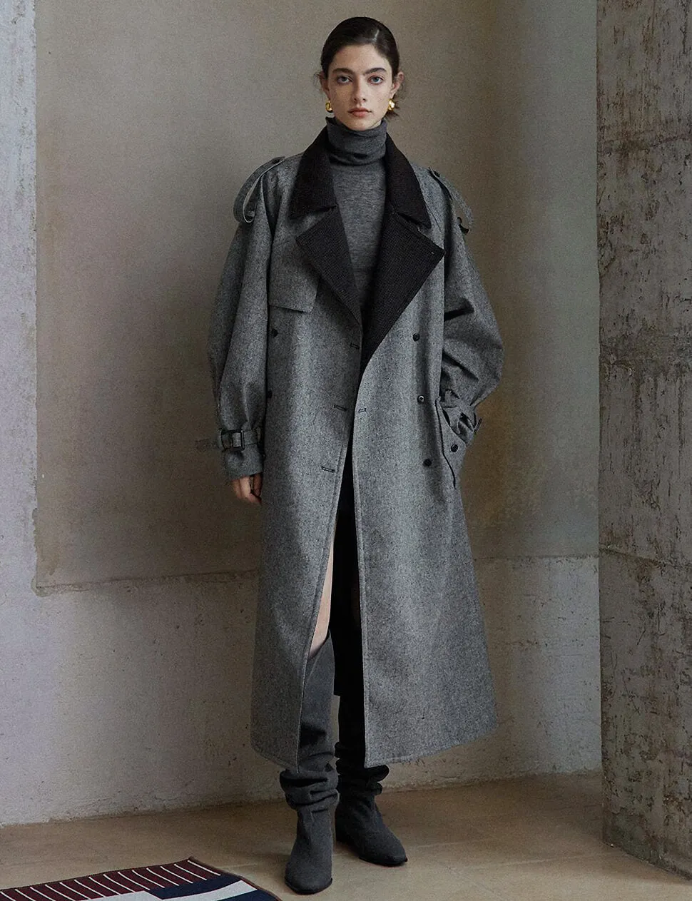Contrast Collar Trench Coat sold by Pixie Market product image thumbnail 3
