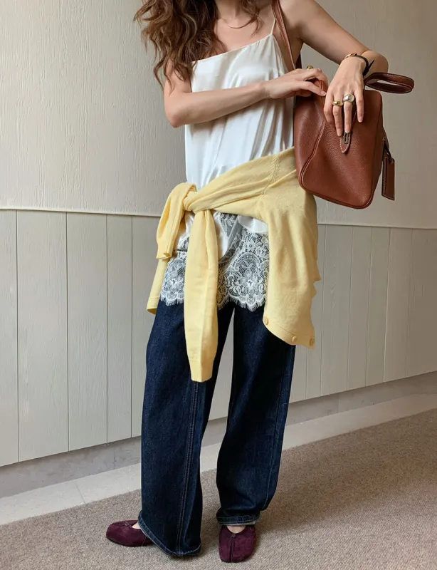 Lace Hem Satin Tank -PREORDER sold by Pixie Market