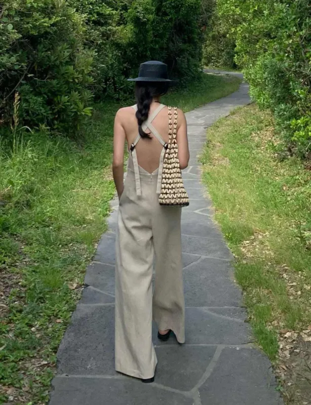 Linen Blend Wide Leg Jumpsuit -BESTSELLER sold by Pixie Market