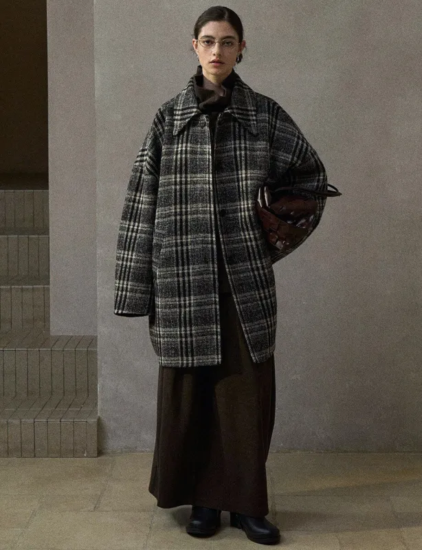 Oversized Plaid Wool Coat-PREORDER sold by Pixie Market