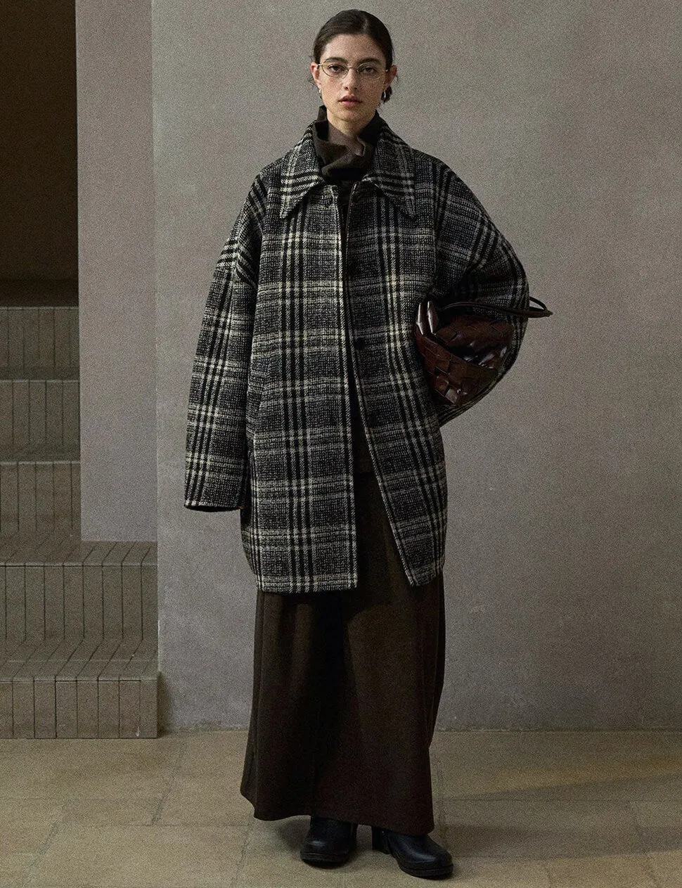 Oversized Plaid Wool Coat-PREORDER sold by Pixie Market