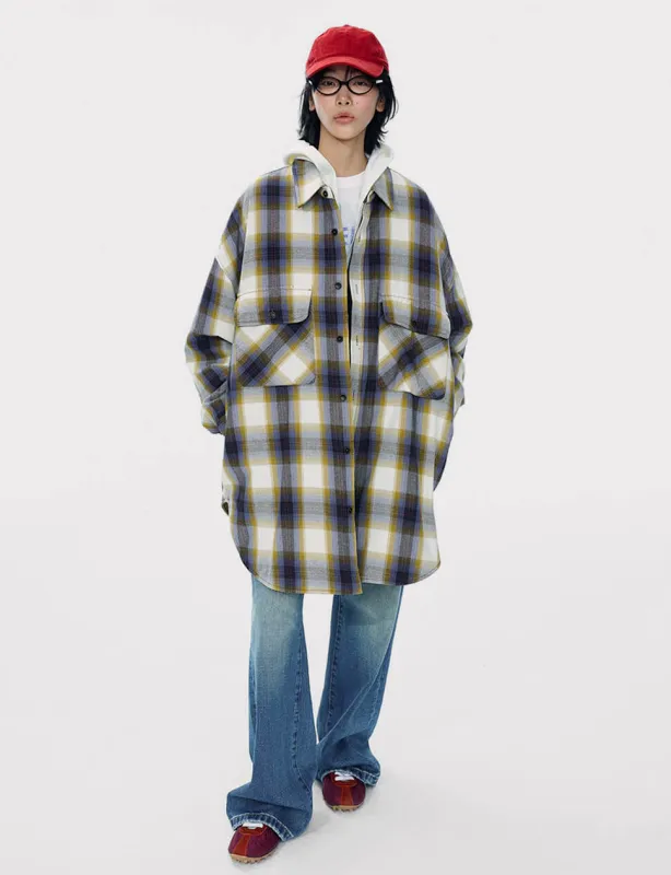 Plaid Oversized Shirt Coat-PREORDER sold by Pixie Market