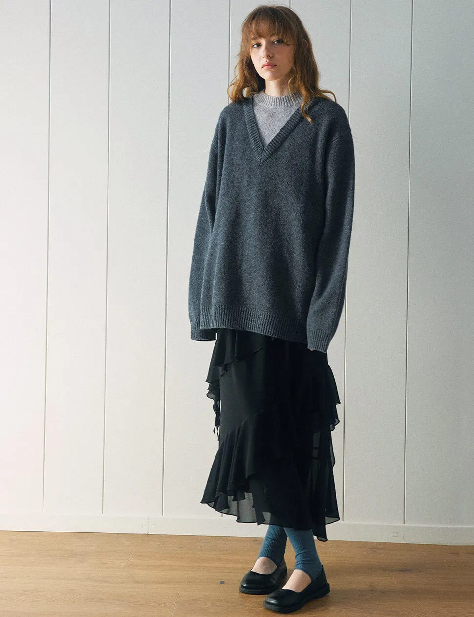 Grey Two-Tone Wool Sweater sold by Pixie Market product image thumbnail 5