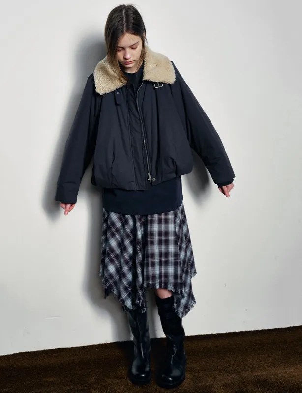 Navy Fur-Collar Bomber Jacket-BESTSELLER sold by Pixie Market