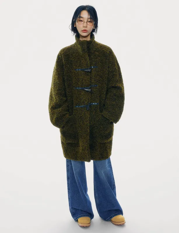 Khaki Boucle Coat made by Pixie Market