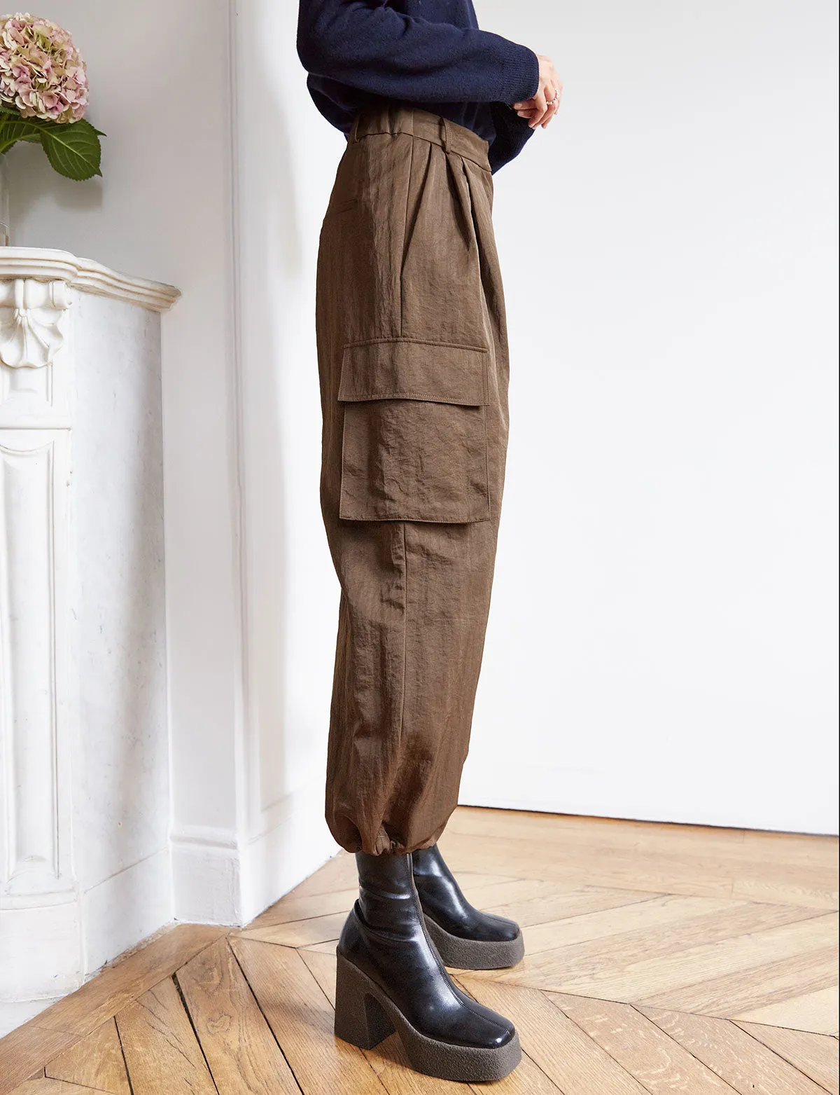 Brown Cargo Parachute Pant sold by Pixie Market product image thumbnail 4