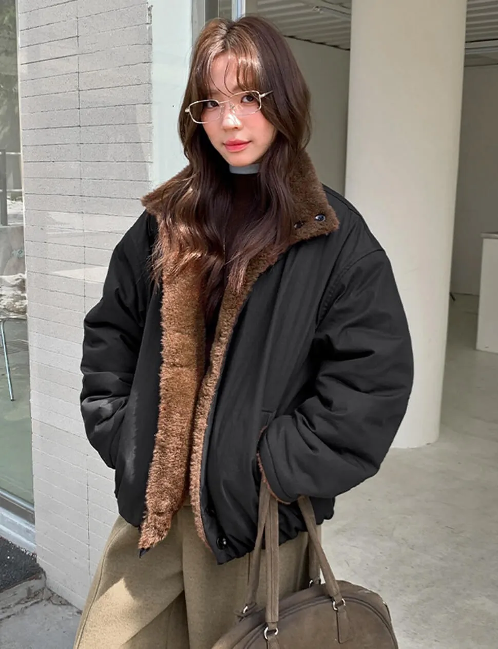 Reversible Brown Fur Jacket sold by Pixie Market product image thumbnail 3