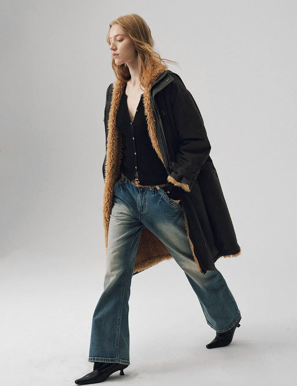 Black Fur Reversible Parka Jacket sold by Pixie Market product image thumbnail 4