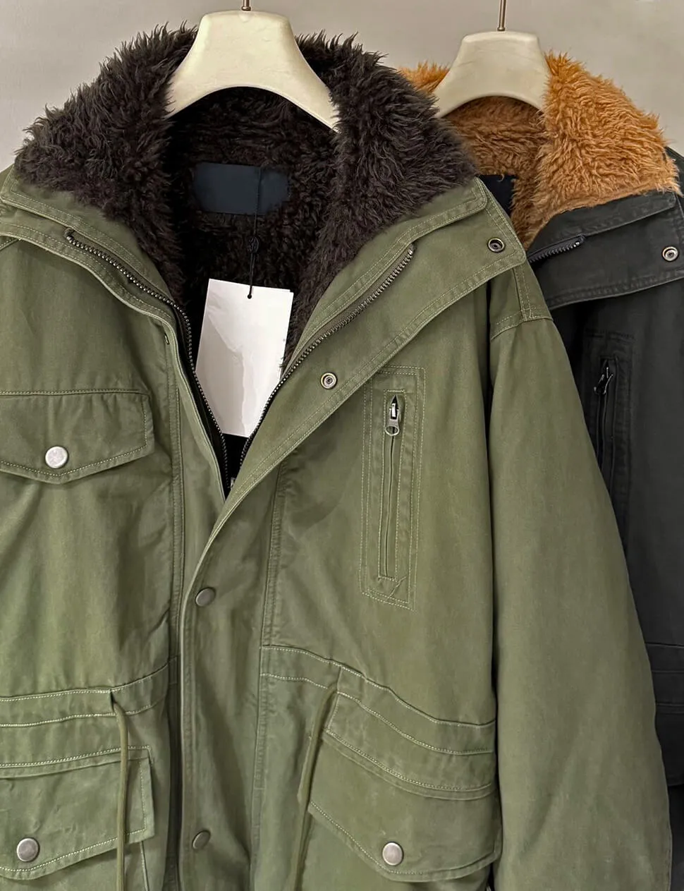 Olive Fur Reversible Parka Jacket sold by Pixie Market product image thumbnail 3