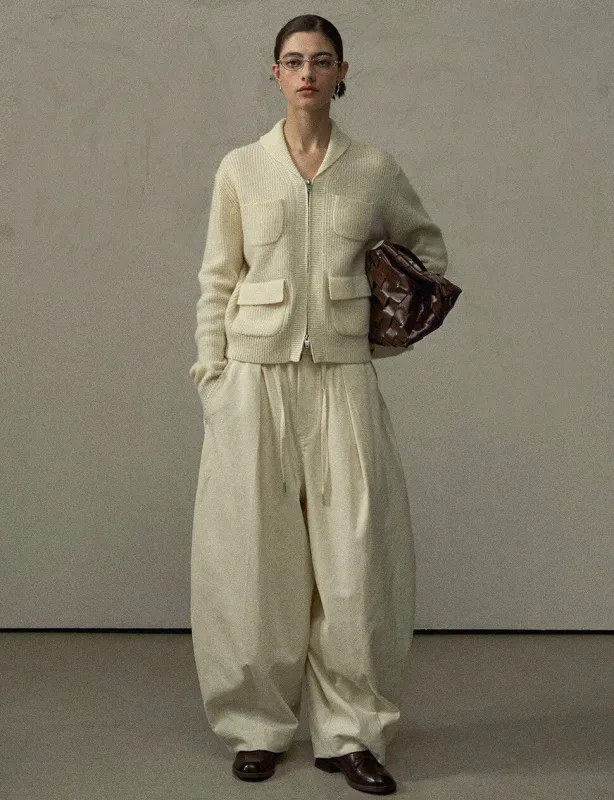 Ivory Pocket Zip Cardigan made by Pixie Market