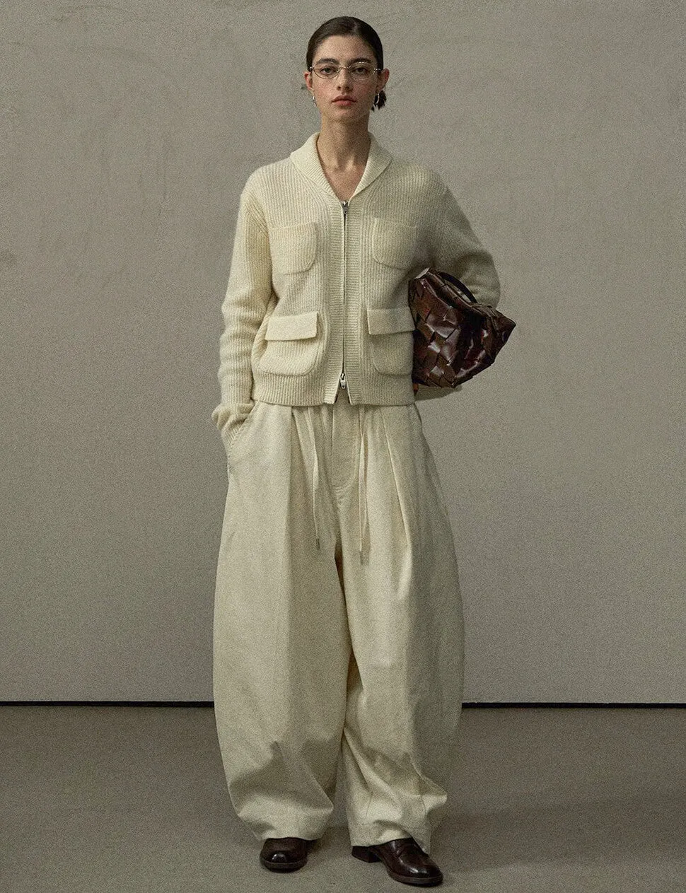 Ivory Pocket Zip Cardigan sold by Pixie Market