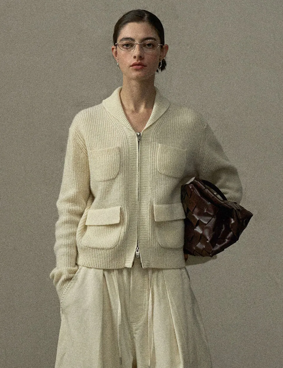 Ivory Pocket Zip Cardigan sold by Pixie Market product image thumbnail 5