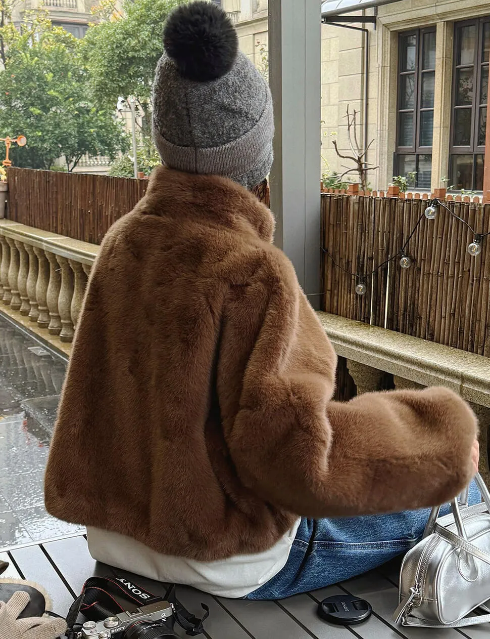 Brown Fur Bomber Jacket-PREORDER sold by Pixie Market product image thumbnail 2