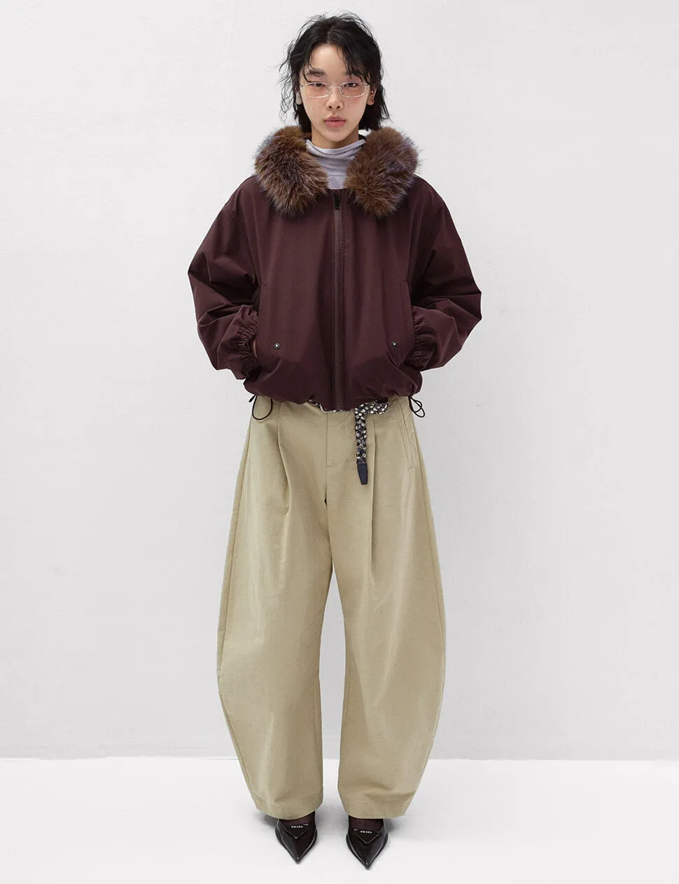 Tan High Waist Barrel Leg Pants sold by Pixie Market product image thumbnail 4