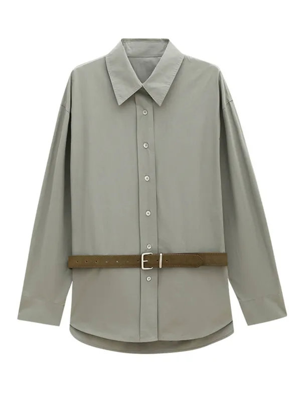 Sage Belted Shirt made by Pixie Market