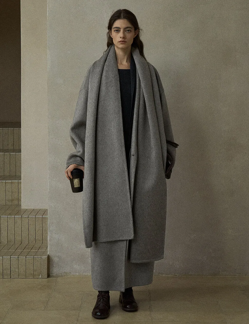 Grey Oversized Maxi Wool Coat sold by Pixie Market product image thumbnail 3