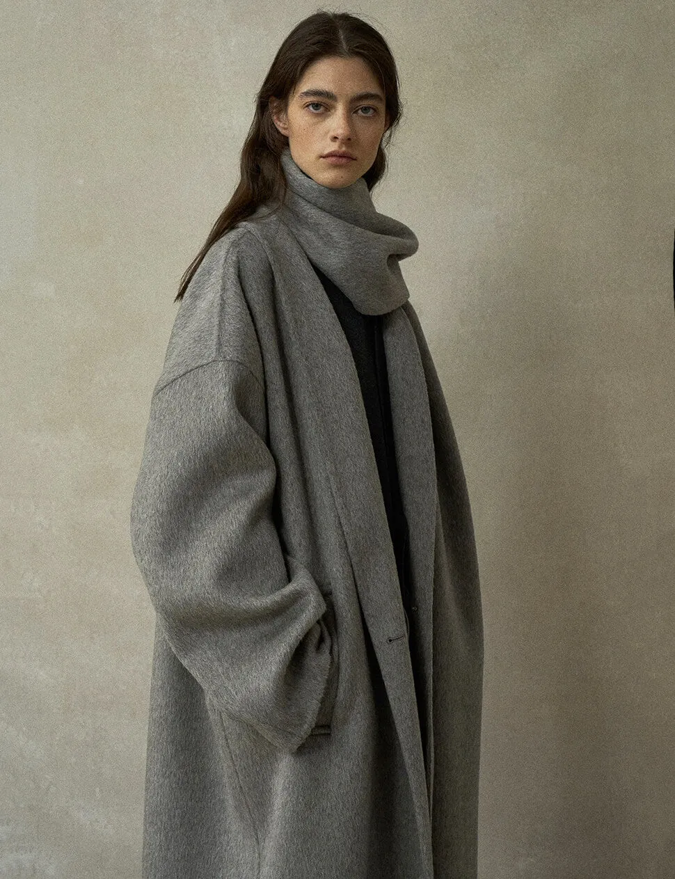 Grey Oversized Maxi Wool Coat sold by Pixie Market product image thumbnail 4