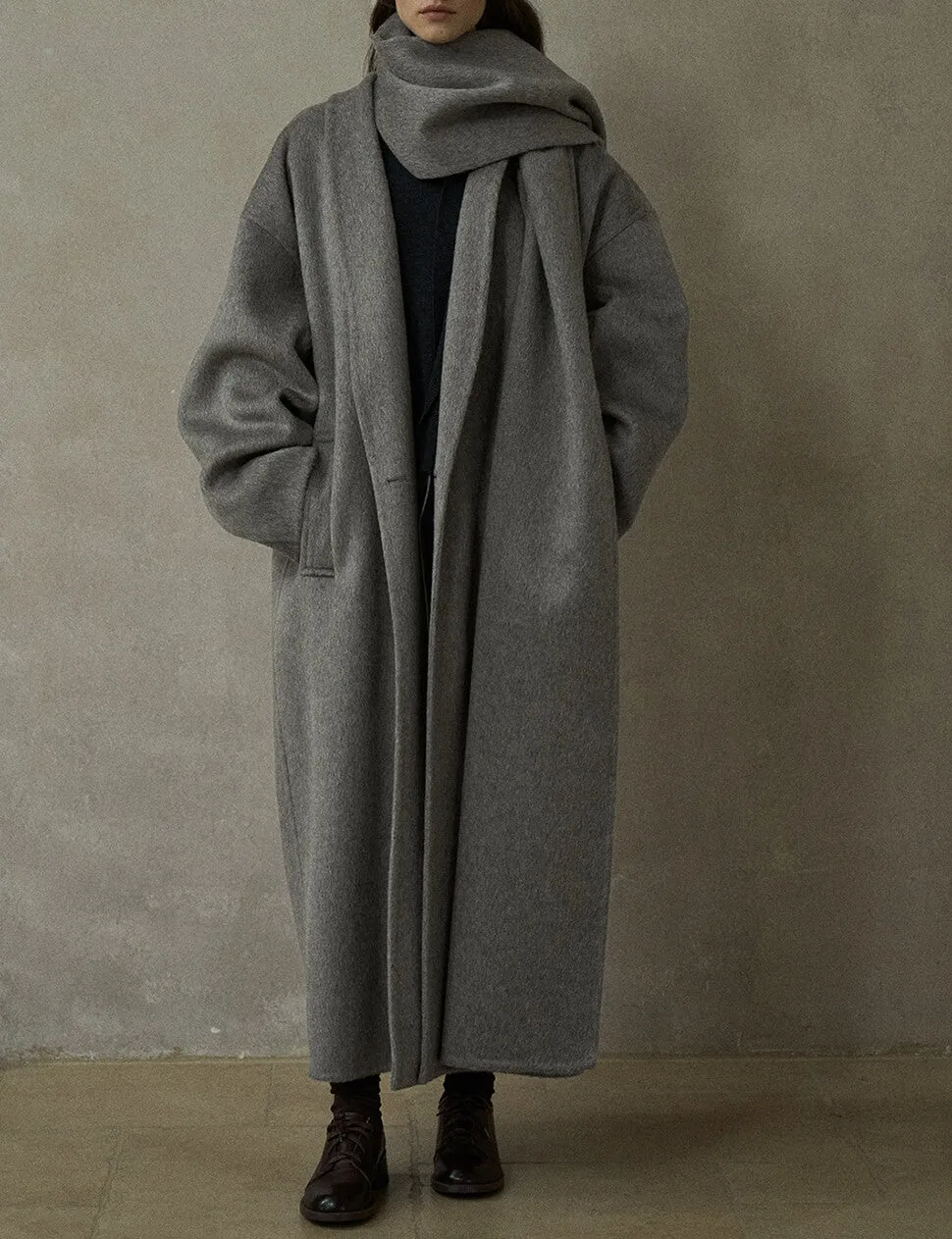 Grey Oversized Maxi Wool Coat sold by Pixie Market