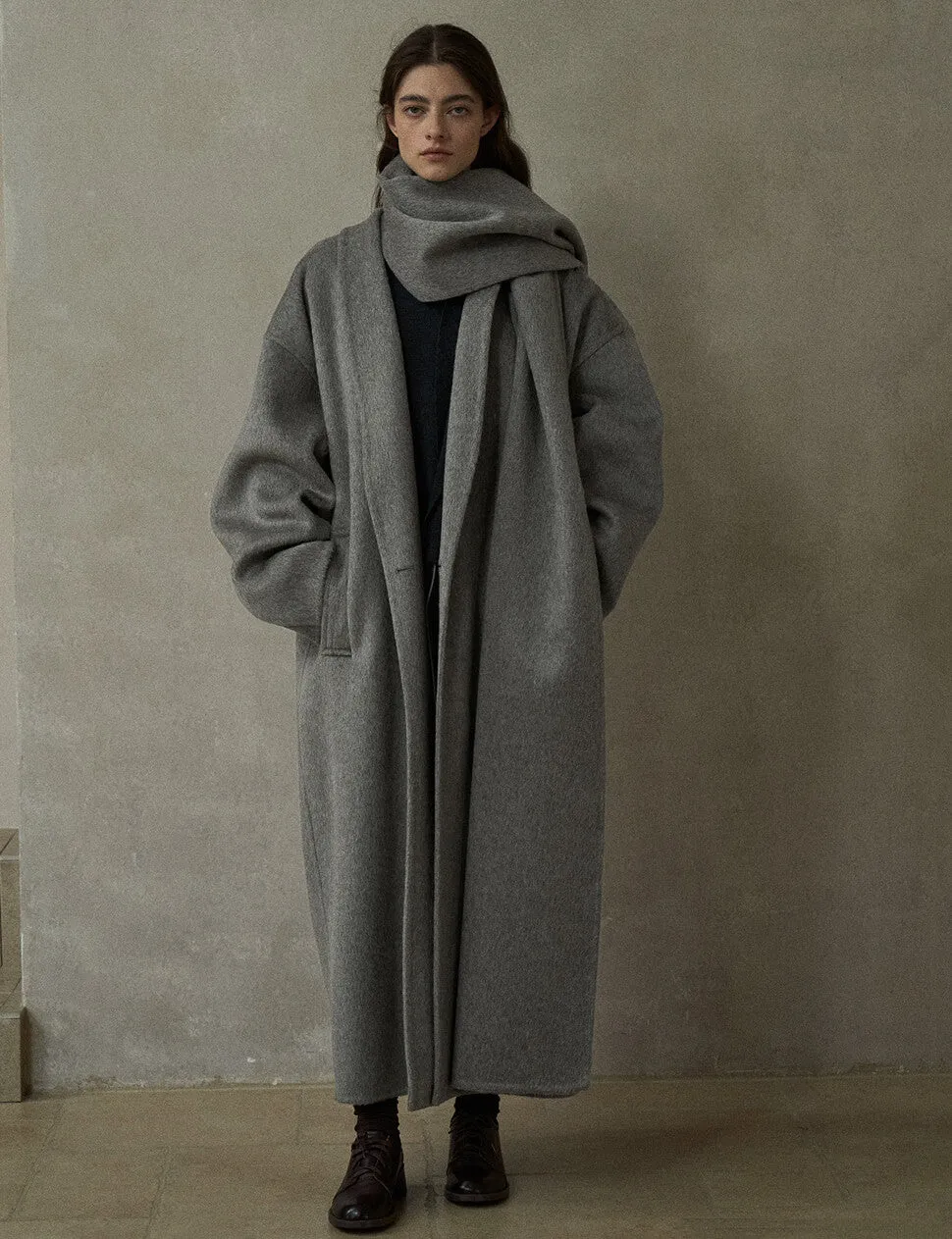 Grey Oversized Maxi Wool Coat sold by Pixie Market product image thumbnail 5