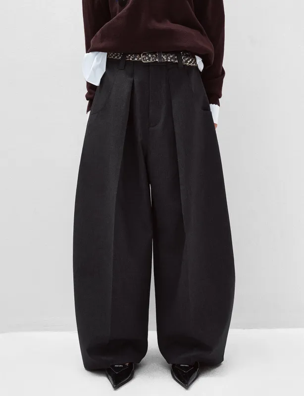 Charcoal High Waist Barrel Leg Pants-PREORDER made by Pixie Market