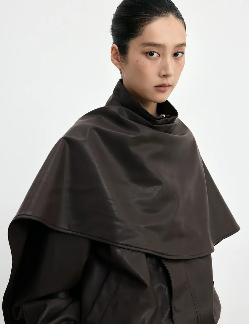 Brown Leather Scarf Bomber jacket-BESTSELLER sold by Pixie Market product image thumbnail 3