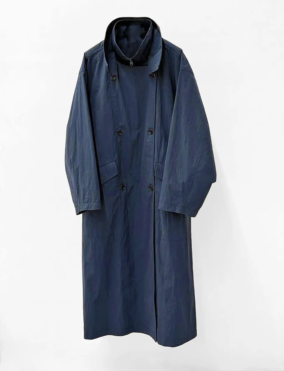 Navy Funnel Neck Zip Trench Coat-PREORDER sold by Pixie Market product image thumbnail 2