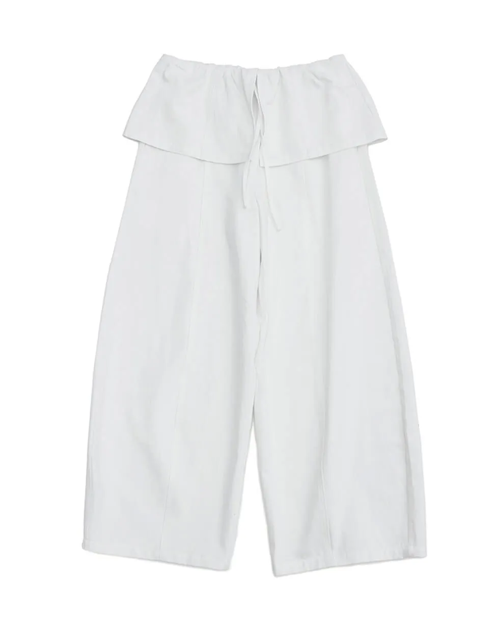 White Cotton Crop Barrel Leg Pants With Skirt Overlay sold by Pixie Market product image thumbnail 2