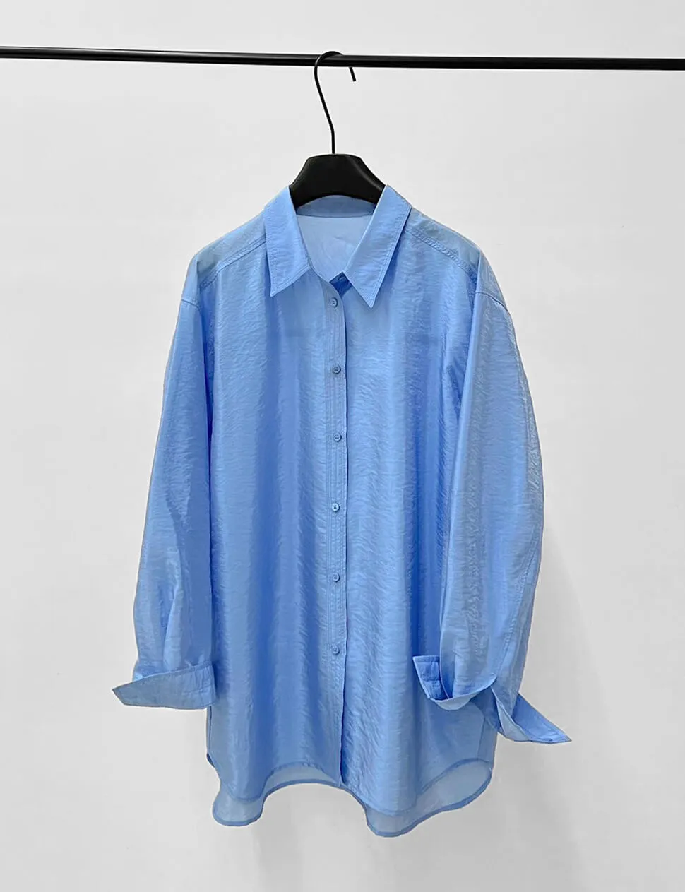 Light-Blue Silky Oversized Shirt-BESTSELLER sold by Pixie Market product image thumbnail 2