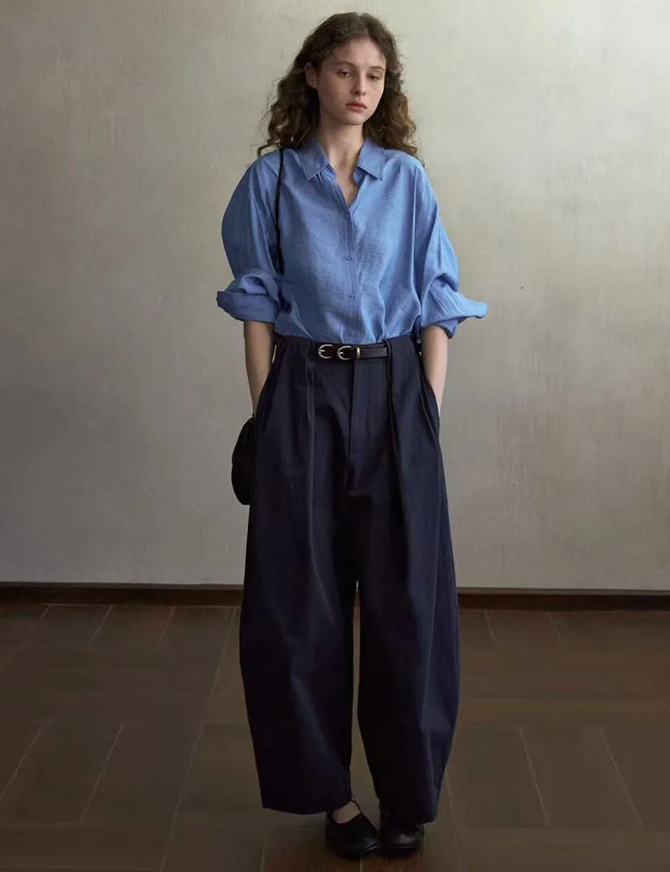 Light-Blue Silky Oversized Shirt-BESTSELLER sold by Pixie Market product image thumbnail 5