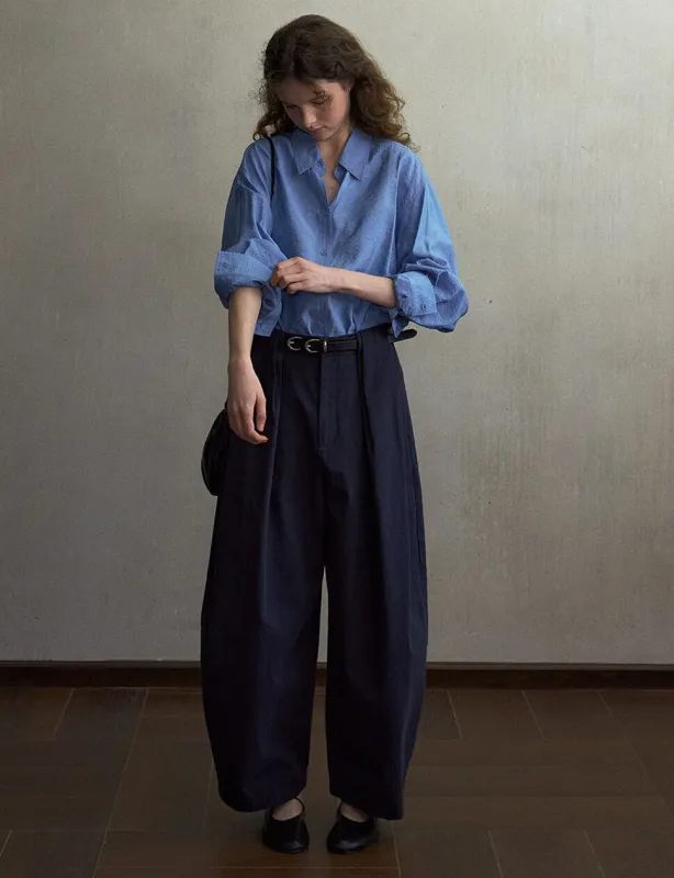 Light-Blue Silky Oversized Shirt-BESTSELLER made by Pixie Market