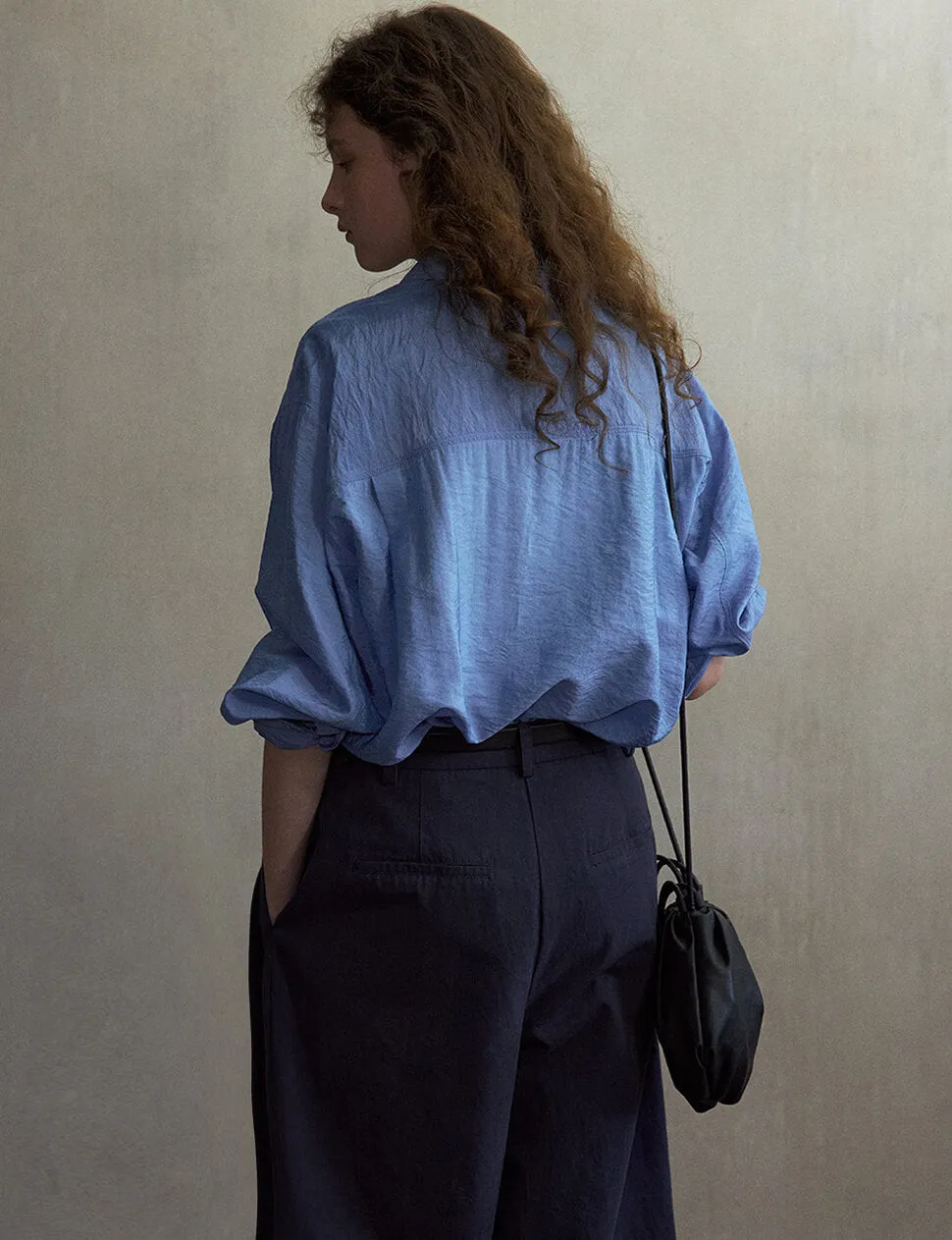 Light-Blue Silky Oversized Shirt-BESTSELLER sold by Pixie Market product image thumbnail 3