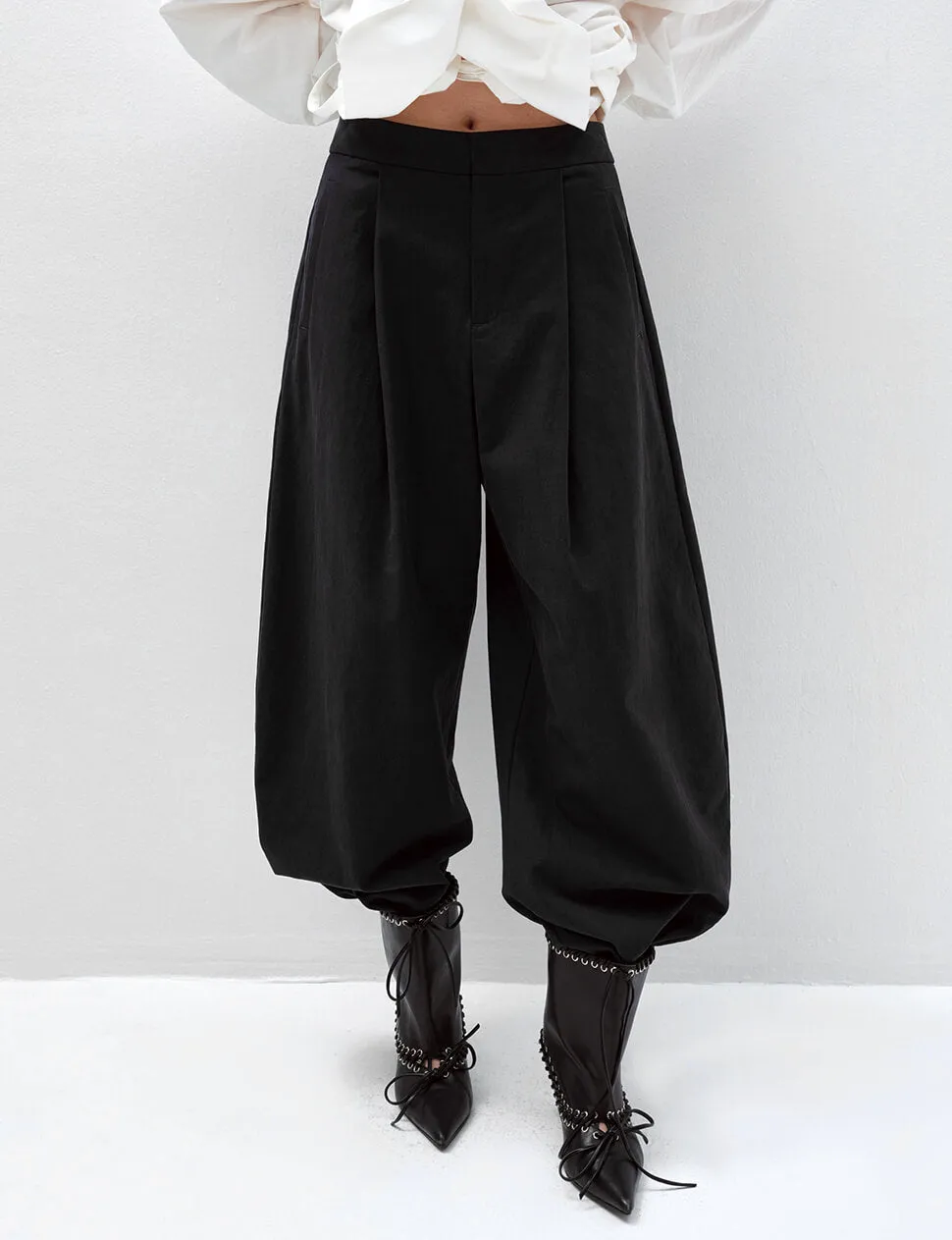Dark Navy High Waist Barrel Leg Pants sold by Pixie Market product image thumbnail 3