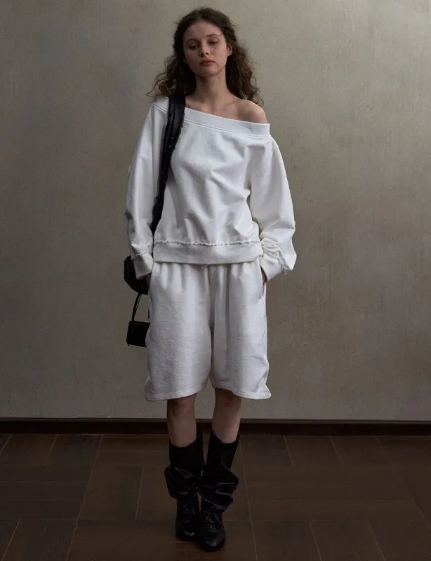 White Sweat Bermuda Shorts-PREORDER made by Pixie Market