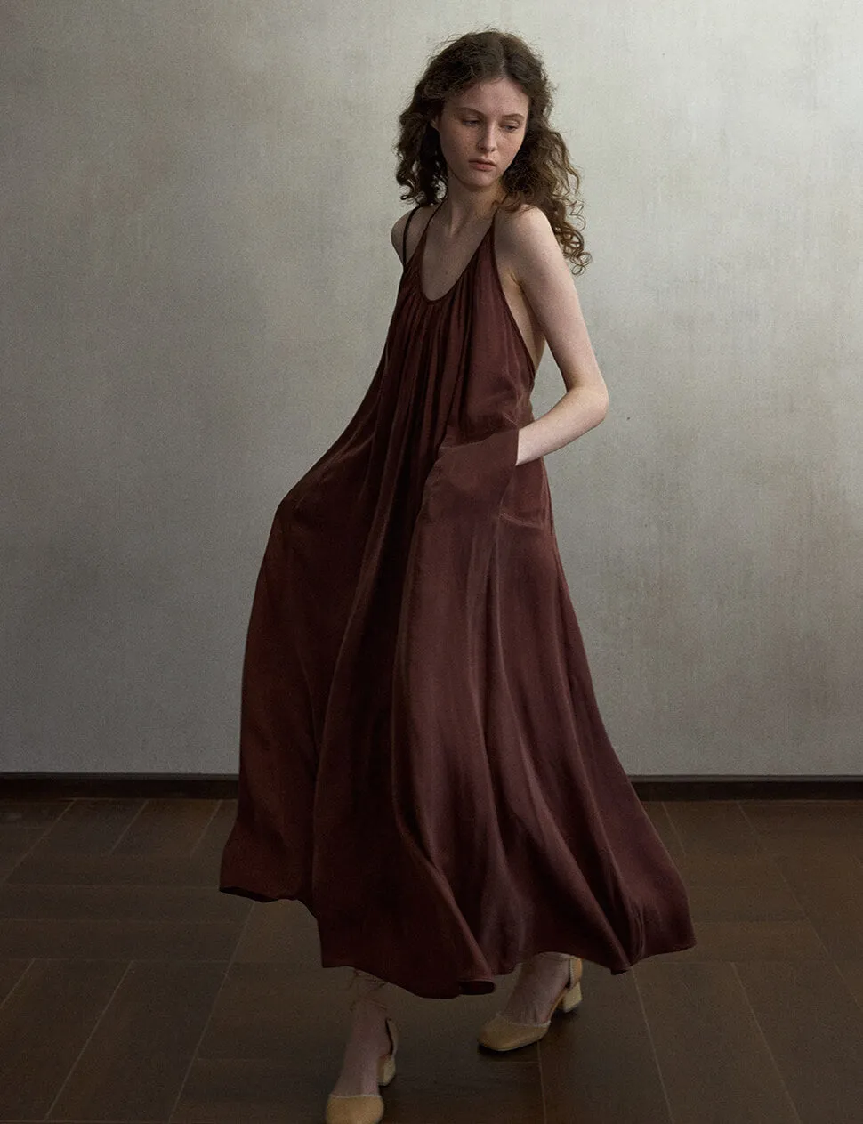 Beaded Brown T-Strap Open Back Dress-PREORDER sold by Pixie Market product image thumbnail 4